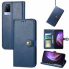 For vivo V21 5G Solid Color Leather Buckle Phone Case with Lanyard & Photo Frame & Card Slot & Wallet & Stand Function(Blue) - 1