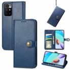 For Xiaomi Redmi 10 Solid Color Leather Buckle Phone Case with Lanyard & Photo Frame & Card Slot & Wallet & Stand Function(Blue) - 1