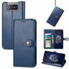 For Asus Zenfone 8 Flip Solid Color Leather Buckle Phone Case with Lanyard & Photo Frame & Card Slot & Wallet & Stand Function(Blue) - 1