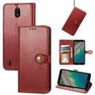 For Nokia C01 Plus Solid Color Leather Buckle Phone Case with Lanyard & Photo Frame & Card Slot & Wallet & Stand Function(Red) - 1