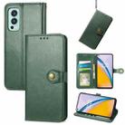 For OnePlus Nord 2 Solid Color Leather Buckle Phone Case with Lanyard & Photo Frame & Card Slot & Wallet & Stand Function(Green) - 1