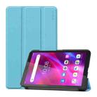 For Lenovo Tab M7 1/2/3 ENKAY Custer Texture Horizontal Flip PU+PC Leather Case with Three-folding Holder(Light Blue) - 1