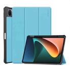 For Xiaomi Mi Pad 5 / 5 Pro ENKAY Custer Texture Horizontal Flip PU+TPU Leather Case with Three-folding Holder & Sleep / Wake-up Function & Pen Holder(Light Blue) - 1