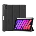 For iPad mini 6 ENKAY Custer Texture Horizontal Flip PU+TPU Leather Tablet Case with Three-folding Holder & Sleep / Wake-up Function & Pen Holder(Black) - 1