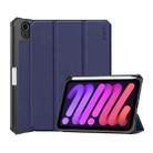For iPad mini 6 ENKAY Custer Texture Horizontal Flip PU+TPU Leather Tablet Case with Three-folding Holder & Sleep / Wake-up Function & Pen Holder(Dark Blue) - 1