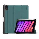 For iPad mini 6 ENKAY Custer Texture Horizontal Flip PU+TPU Leather Tablet Case with Three-folding Holder & Sleep / Wake-up Function & Pen Holder(Dark Green) - 1