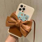 Fashionable Bowknot Crossbody Leather Card Bag Back Cover Case For iPhone 12 Pro Max(Light Brown) - 1