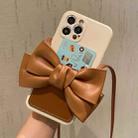 Fashionable Bowknot Crossbody Leather Card Bag Back Cover Case For iPhone 12 Pro(Light Brown) - 1