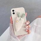 Cartoon Plush Carrot Bunny Shockproof Silicone TPU Case For iPhone 13 Pro Max(Beige) - 1