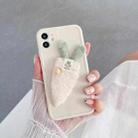 Cartoon Plush Carrot Bunny Shockproof Silicone TPU Case For iPhone 13 Pro(Beige) - 1