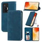 For vivo X70 Pro Retro Skin Feel Business Magnetic Horizontal Flip Leather Case with Holder & Card Slots & Wallet & Photo Frame(Blue) - 1