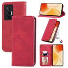 For vivo X70 Pro Retro Skin Feel Business Magnetic Horizontal Flip Leather Case with Holder & Card Slots & Wallet & Photo Frame(Red) - 1