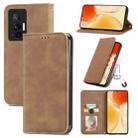 For vivo X70 Pro Retro Skin Feel Business Magnetic Horizontal Flip Leather Case with Holder & Card Slots & Wallet & Photo Frame(Brown) - 1