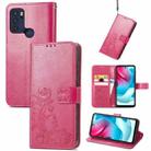 For Motorla Moto G60S Four-leaf Clasp Embossed Buckle Mobile Phone Protection Leather Case with Lanyard & Card Slot & Wallet & Bracket Function(Magenta) - 1