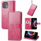 For Motorola Edge 20 Lite Four-leaf Clasp Embossed Buckle Mobile Phone Protection Leather Case with Lanyard & Card Slot & Wallet & Bracket Function(Magenta) - 1