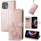 For Motorola Edge 20 Lite Four-leaf Clasp Embossed Buckle Mobile Phone Protection Leather Case with Lanyard & Card Slot & Wallet & Bracket Function(Rose Gold) - 1