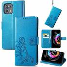 For Motorola Edge 20 Lite Four-leaf Clasp Embossed Buckle Mobile Phone Protection Leather Case with Lanyard & Card Slot & Wallet & Bracket Function(Blue) - 1