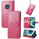 For Nokia  XR 20 Four-leaf Clasp Embossed Buckle Mobile Phone Protection Leather Case with Lanyard & Card Slot & Wallet & Bracket Function(Magenta) - 1