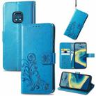 For Nokia  XR 20 Four-leaf Clasp Embossed Buckle Mobile Phone Protection Leather Case with Lanyard & Card Slot & Wallet & Bracket Function(Blue) - 1