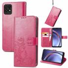 For Huawei Maimang 10 SE Four-leaf Clasp Embossed Buckle Mobile Phone Protection Leather Case with Lanyard & Card Slot & Wallet & Bracket Function(Magenta) - 1