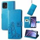 For Huawei Maimang 10 SE Four-leaf Clasp Embossed Buckle Mobile Phone Protection Leather Case with Lanyard & Card Slot & Wallet & Bracket Function(Blue) - 1
