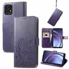 For Huawei Maimang 10 SE Four-leaf Clasp Embossed Buckle Mobile Phone Protection Leather Case with Lanyard & Card Slot & Wallet & Bracket Function(Purple) - 1