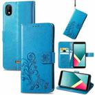 For Wiko Y61 Four-leaf Clasp Embossed Buckle Mobile Phone Protection Leather Case with Lanyard & Card Slot & Wallet & Bracket Function(Blue) - 1