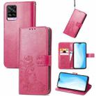 For vivo S7 Four-leaf Clasp Embossed Buckle Mobile Phone Protection Leather Case with Lanyard & Card Slot & Wallet & Bracket Function(Magenta) - 1