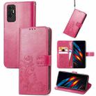 For Tecno Pova 2 Four-leaf Clasp Embossed Buckle Mobile Phone Protection Leather Case with Lanyard & Card Slot & Wallet & Bracket Function(Magenta) - 1
