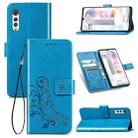 For LG Velvet 2 Pro Four-leaf Clasp Embossed Buckle Mobile Phone Protection Leather Case with Lanyard & Card Slot & Wallet & Bracket Function(Blue) - 1