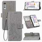 For LG Velvet 2 Pro Four-leaf Clasp Embossed Buckle Mobile Phone Protection Leather Case with Lanyard & Card Slot & Wallet & Bracket Function(Grey) - 1