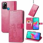 For Infinix Smart 5 Four-leaf Clasp Embossed Buckle Mobile Phone Protection Leather Case with Lanyard & Card Slot & Wallet & Bracket Function(Magenta) - 1