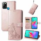 For Infinix Smart 5 Four-leaf Clasp Embossed Buckle Mobile Phone Protection Leather Case with Lanyard & Card Slot & Wallet & Bracket Function(Rose Gold) - 1