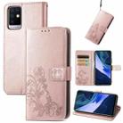 For Infinix Note 10 Four-leaf Clasp Embossed Buckle Mobile Phone Protection Leather Case with Lanyard & Card Slot & Wallet & Bracket Function(Rose Gold) - 1