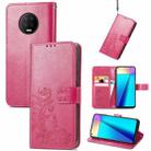 For Infinix Note 7 Four-leaf Clasp Embossed Buckle Mobile Phone Protection Leather Case with Lanyard & Card Slot & Wallet & Bracket Function(Magenta) - 1