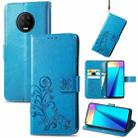 For Infinix Note 7 Four-leaf Clasp Embossed Buckle Mobile Phone Protection Leather Case with Lanyard & Card Slot & Wallet & Bracket Function(Blue) - 1