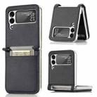 For Samsung Galaxy Z Flip3 5G Litchi Pattern Folding Leather Shockproof Card All-inclusive Case(Black) - 1