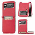 For Samsung Galaxy Z Flip3 5G Litchi Pattern Folding Leather Shockproof Card All-inclusive Case(Red) - 1