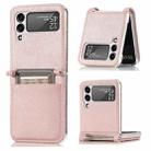 For Samsung Galaxy Z Flip3 5G Litchi Pattern Folding Leather Shockproof Card All-inclusive Case(Pink) - 1
