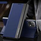 For Xiaomi Mi 11 Lite Side Electroplated Magnetic Ultra-Thin Horizontal Flip Leather Case with Holder(Blue) - 1
