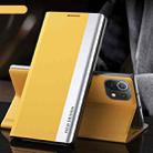 For Xiaomi Mi 11 Lite Side Electroplated Magnetic Ultra-Thin Horizontal Flip Leather Case with Holder(Yellow) - 1