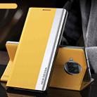 For Xiaomi Mi 10T Lite Side Electroplated Magnetic Ultra-Thin Horizontal Flip Leather Case with Holder(Yellow) - 1