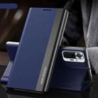 For Xiaomi Redmi 10 Side Electroplated Magnetic Ultra-Thin Horizontal Flip Leather Case with Holder(Blue) - 1