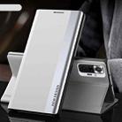 For Xiaomi Redmi 10 Side Electroplated Magnetic Ultra-Thin Horizontal Flip Leather Case with Holder(Silver) - 1