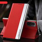 For Xiaomi Mi 11i / Poco F3 / Redmi K40 / K40 Pro Side Electroplated Magnetic Ultra-Thin Horizontal Flip Leather Case with Holder(Red) - 1