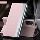 For Xiaomi Mi 11i / Poco F3 / Redmi K40 / K40 Pro Side Electroplated Magnetic Ultra-Thin Horizontal Flip Leather Case with Holder(Pink) - 1