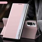 For Xiaomi Redmi Note10 4G / Note 10S Side Electroplated Magnetic Ultra-Thin Horizontal Flip Leather Case with Holder(Pink) - 1