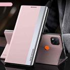 For Xiaomi Redmi 9C Side Electroplated Magnetic Ultra-Thin Horizontal Flip Leather Case with Holder(Pink) - 1