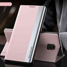 For Xiaomi Redmi Note 9 Pro Max / Note 9 Pro / Note 9S Side Electroplated Magnetic Ultra-Thin Horizontal Flip Leather Case with Holder(Pink) - 1