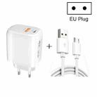 CS-20W Mini Portable PD3.0 + QC3.0 Dual Ports Fast Charger  with 3A USB to Micro USB Data Cable(EU Plug) - 1